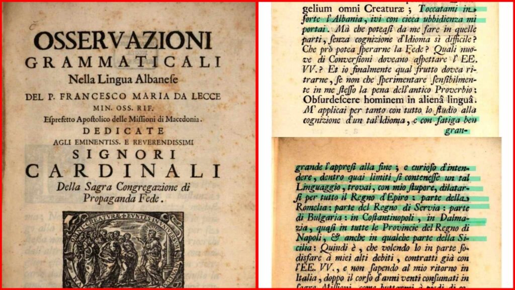 Deri ku flitej gjuha shqipe : Shkruar nga një prift i Vatikanit dhe publikuar ne 1716 / Dokumente
